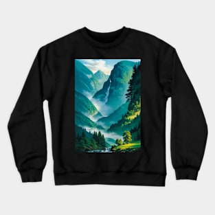 Gorgeous Waterfall in a Green Spring Valley Crewneck Sweatshirt